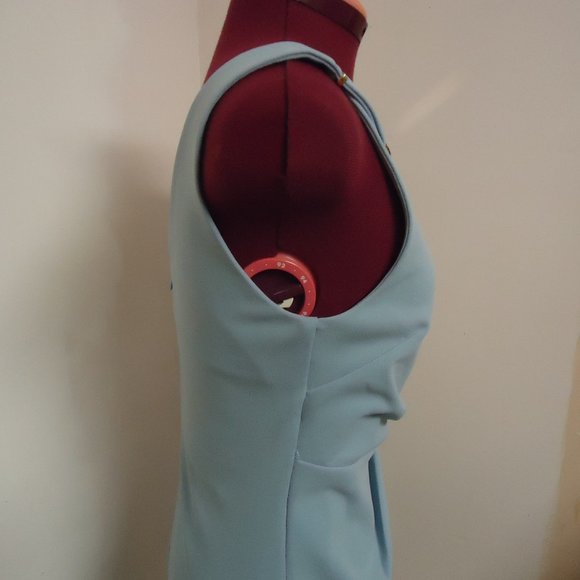 London Dress Company Size 6 Pale Blue Sleeveless Front Pleated Dress - Picture 7 of 11